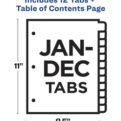 Dividers|Avery Office Essentials Table 'n Tabs Pre-Printed Monthly Paper Divider, Jan-Dec Tabs, Multicolor, 1 Set (AVE11679)