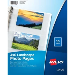 Sheet Protectors|Avery Photo Pages Lightweight Sheet Protectors, 4" x 6", Clear, 10/Pack (13406)