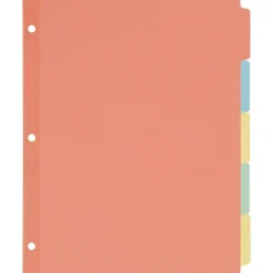 Dividers|Avery Plain Tab Write-On Paper Dividers, 5 Tabs, Multicolor, 36 Sets/Pack (11508)