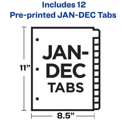 Dividers|Avery Plastic Pre-Printed Monthly Plastic Divider, Jan-Dec Tabs, Multicolor, 1 Set (11331)