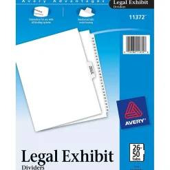 Dividers|Avery Premium Collated Legal Paper Dividers, 26-50 & Table of Contents Tabs, White, Style, Letter Size (11372)