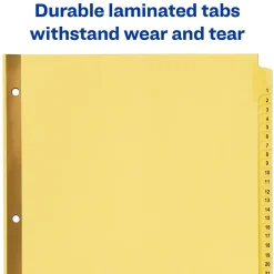 Dividers|Avery Pre-Printed Paper Dividers with Laminated Tabs, 1-31 Tabs, Buff, Gold Reinforced (11308)