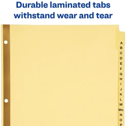 Dividers|Avery Pre-Printed Paper Dividers with Laminated Tabs, A-Z Tabs, Buff, Gold Reinforced (11306)