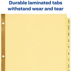 Dividers|Avery Pre-Printed Paper Dividers with Laminated Tabs, Jan-Dec Tabs, Buff, Gold Reinforced (11307)