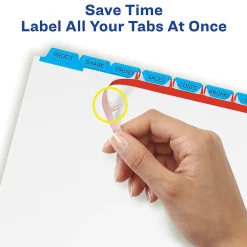 Dividers|Avery Print & Apply Blank Tab Dividers, 8-Tab, Blue, 5/Pack (11411)