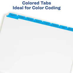 Dividers|Avery Print & Apply Blank Tab Dividers, 8-Tab, Blue, 5/Pack (11411)