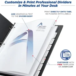 Dividers|Avery Print-On Paper Dividers, 8 Tabs, White, 5 Sets/Pack (11552)