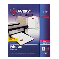 Dividers|Avery Print-On Paper Dividers, 8 Tabs, White (11528)