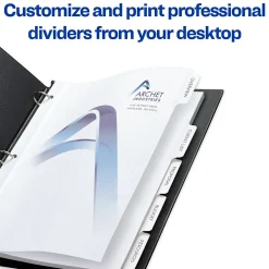 Dividers|Avery Print-On Paper Dividers, 5 Tabs, White, 25 Sets/Pack (11517)