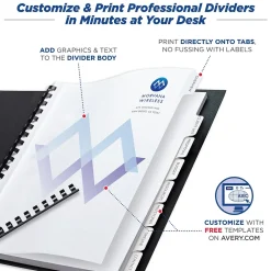 Dividers|Avery Print-On Unpunched Paper Dividers, 8 Tabs, White, 5 Sets/Pack (11553)