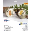 Outlet Avery Print-to-the-Edge Laser/Inkjet Round Labels, 2 1/2" Dia, White, 225 Labels/Pack (22562)