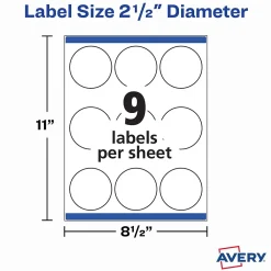 Outlet Avery Print-to-the-Edge Laser/Inkjet Round Labels, 2 1/2