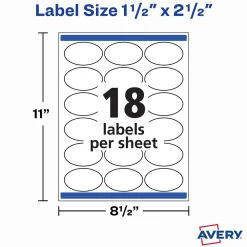 Labels|Avery Print-to-the-Edge Laser/Inkjet Oval Labels, 1 1/2
