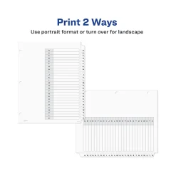 Dividers|Avery Ready Index Customizable Table of Contents A-Z Tab Dividers, White Tabs, 6 Sets (11829)