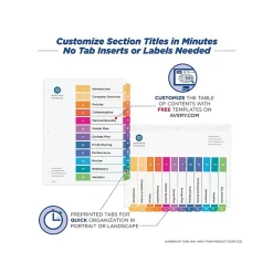 Dividers|Avery Ready Index Numeric Paper Dividers, 12-Tab, Multicolor, 6/Pack (11196)