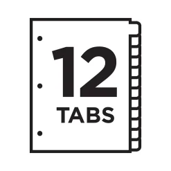 Dividers|Avery Ready Index Numeric Paper Dividers, 12-Tab, Multicolor, 6/Pack (11196)