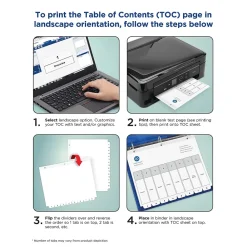 Dividers|Avery Ready Index Table of Contents Paper Dividers, 1-5 Tabs, White, 6 Sets/Pack (11821)