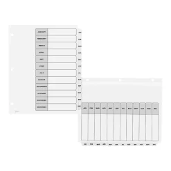 Dividers|Avery Ready Index Table of Contents Paper Dividers, Jan-Dec Tabs, White, 6 Sets/Pack (11826)