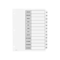 Dividers|Avery Ready Index Table of Contents Paper Dividers, Jan-Dec Tabs, White, 6 Sets/Pack (11826)