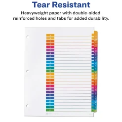 Dividers|Avery Ready Index Table of Contents Pre-Printed Paper Divider, A-Z Tabs , Multicolor, 6 Sets (11832)