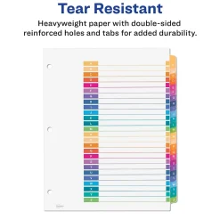 Dividers|Avery Ready Index Table of Contents Pre-Printed Paper Dividers, A-Z Tabs, Multicolor, 1 Set (11125)