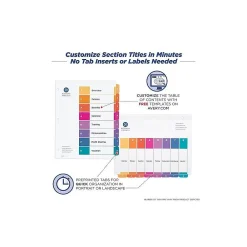 Dividers|Avery Ready Index Table of Contents Paper Dividers, 1-8 Tabs, Multicolor (11133)