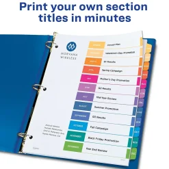 Dividers|Avery Ready Index Table of Contents Pre-Printed Monthly Paper Divider, Jan - Dec Tabs, Multicolor, 1 Set (11127)