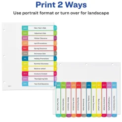 Dividers|Avery Ready Index Table of Contents Paper Dividers, 1-12 Tabs, Contemporary Multicolor (11847)