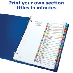 Dividers|Avery Ready Index Table of Contents Paper Dividers, A-Z Tabs, Contemporary Multicolor (11844)