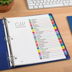 Dividers|Avery Ready Index Table of Contents Paper Dividers, A-Z Tabs, Contemporary Multicolor (11844)