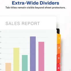 Dividers|Avery Ready Index Table of Contents Extra-Wide Paper Dividers, 1-8 Tab, Multicolor (11163)