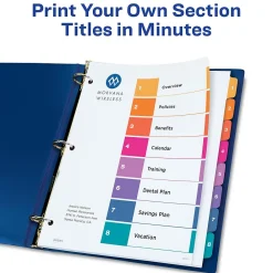 Dividers|Avery Ready Index Table of Contents Extra-Wide Paper Dividers, 1-8 Tab, Multicolor (11163)