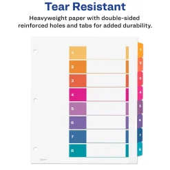 Dividers|Avery Ready Index Table of Contents Extra-Wide Paper Dividers, 1-8 Tab, Multicolor (11163)