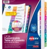Dividers|Avery Ready Index Table of Contents Extra-Wide Paper Dividers, 1-10 Tab, Multicolor (11165)