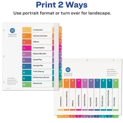 Dividers|Avery Ready Index Table of Contents Extra-Wide Paper Dividers, 1-10 Tab, Multicolor (11165)