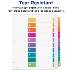 Dividers|Avery Ready Index Table of Contents Extra-Wide Paper Dividers, 1-10 Tab, Multicolor (11165)