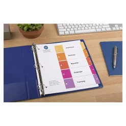 Dividers|Avery Ready Index Table of Contents Paper Dividers, 1-5 Tabs, Multicolor, 6 Sets/Pack (11187)