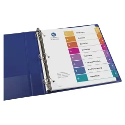 Dividers|Avery Ready Index Table of Contents Pre-Printed Numeric Paper Divider, 8 Tabs, Multicolor, 6 Sets (11186)