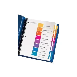 Dividers|Avery Ready Index Table of Contents Pre-Printed Numeric Paper Divider, 8 Tabs, Multicolor, 6 Sets (11186)