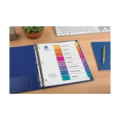 Dividers|Avery Ready Index Table of Contents Pre-Printed Numeric Paper Divider, 8 Tabs, Multicolor, 6 Sets (11186)