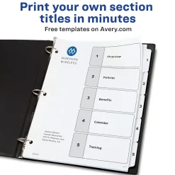 Dividers|Avery Ready Index Table of Contents Paper Dividers, 1-5 Tabs, White (11130)