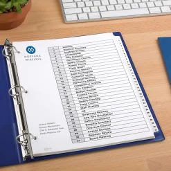 Dividers|Avery Ready Index Table of Contents Pre-Printed Numeric Paper Divider, 31 Tabs, White, 1 Set (11128/RI21331C)