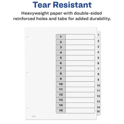 Dividers|Avery Ready Index Table of Contents Paper Dividers, 1-15 Tabs, White (11142)