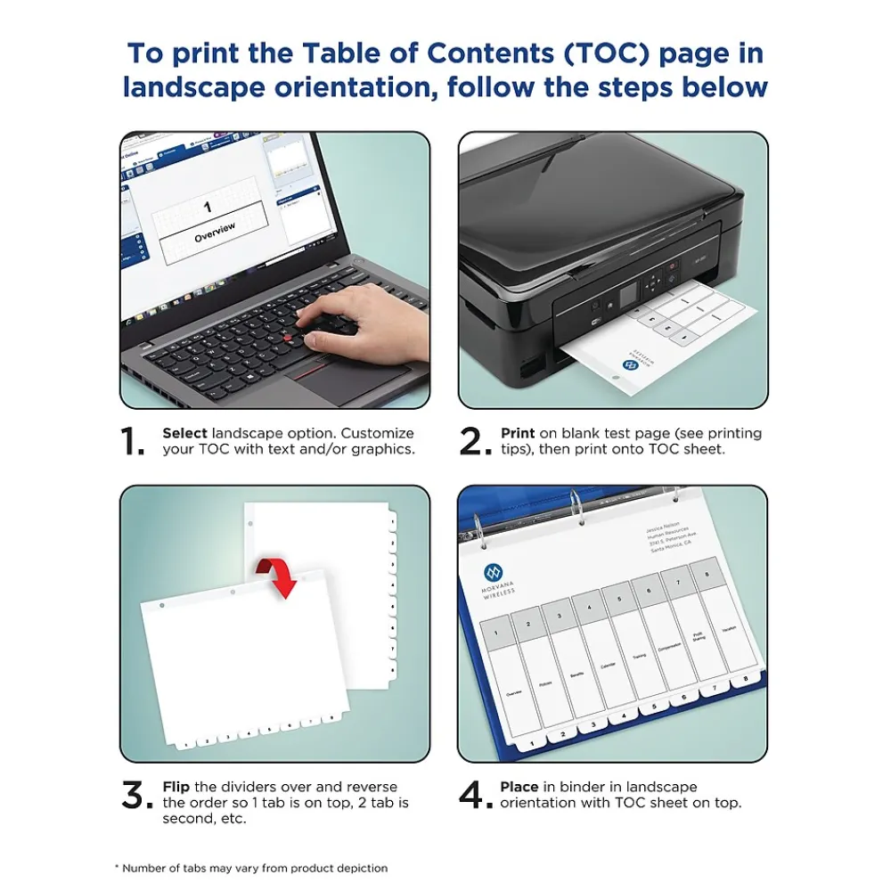 Dividers|Avery Ready Index Table of Contents Paper Dividers, 1-12 Tabs, White (11140)