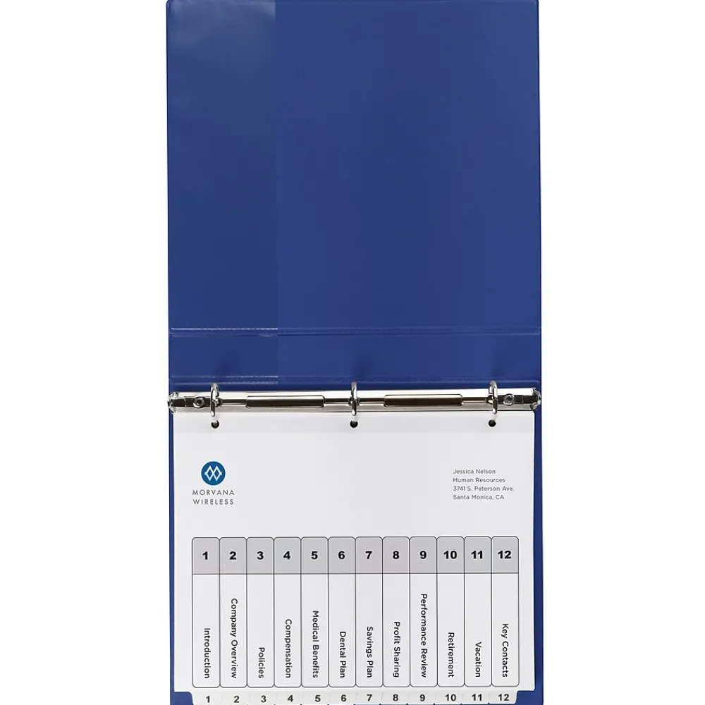 Dividers|Avery Ready Index Table of Contents Paper Dividers, 1-12 Tabs, White (11140)