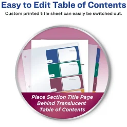 Dividers|Avery Ready Index Table of Contents Plastic Dividers, 1-5 Tabs, Multicolor (11816)
