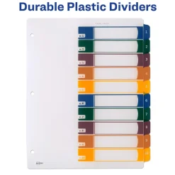 Dividers|Avery Ready Index Table of Contents Plastic Dividers, 1-10 Tabs, Multicolor (11818)