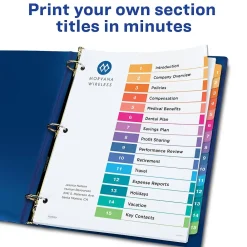 Dividers|Avery Ready Index Table of Contents Paper Dividers, 1-15 Tabs, Multicolor, 6 Sets/Pack (11197)