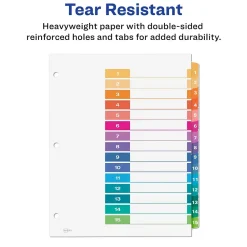 Dividers|Avery Ready Index Table of Contents Paper Dividers, 1-15 Tabs, Multicolor, 6 Sets/Pack (11197)