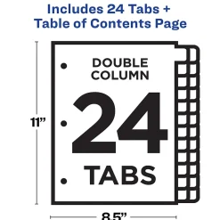 Dividers|Avery Ready Index Table of Contents Double Column Paper Dividers, 1-24 Tabs, Multicolor (11321)
